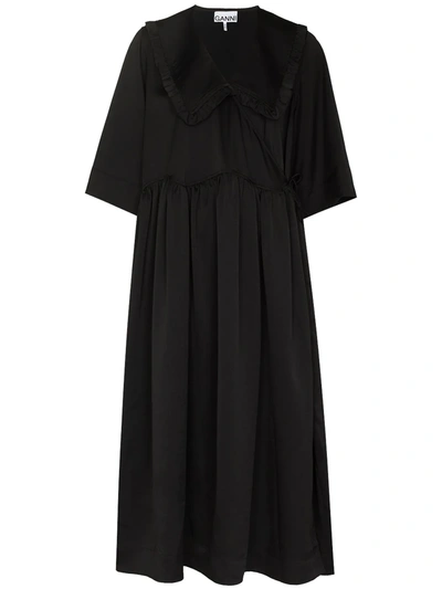 black peter pan collar dress Comme des Garcons Japan. Black Peter Pan Collar Shiny Wool Silk Dress main image 1