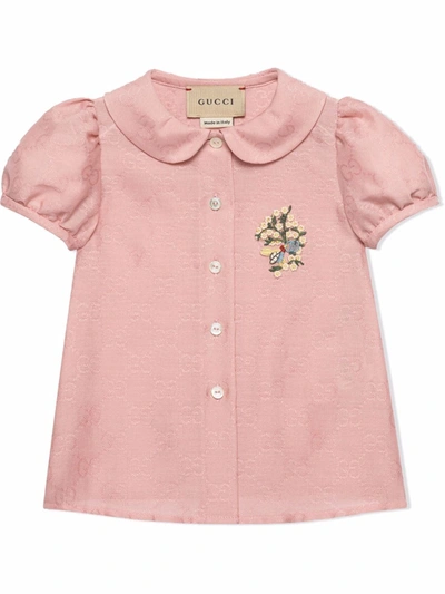 Gucci Babies' Gg Jacquard Cotton Shirt In Pink