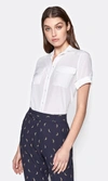 Equipment Short Sleeve Slim Signature Silk Shirt In Bright White