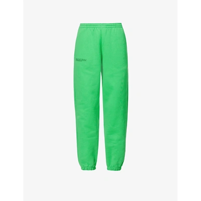 Pangaia 365 Signature High-rise Recycled And Organic Cotton-blend Jogging Bottoms In Jade Green