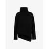 Allsaints Womens Black Lock Roll-neck Wool-blend Jumper Xs