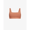 Girlfriend Collective Tommy Square-neck Stretch-recycled Polyester Sports Bra In Antler