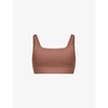 Girlfriend Collective Tommy Square-neck Stretch-recycled Polyester Sports Bra In Storm