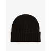 Allsaints Mens Black Nevada Ribbed Knitted Beanie Hat 1 Size