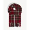 POLO RALPH LAUREN LOGO-EMBROIDERED TARTAN RECYCLED WOOL-BLEND SCARF