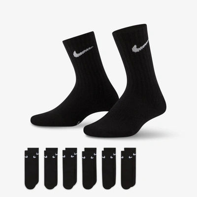 Nike Dri-fit Little Kids' Crew Socks (6 Pairs) In Black