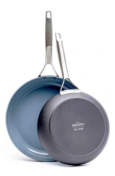 Greenpan Paris 10-inch & 12-inch Anodized Aluminum Ceramic Nonstick Frying Pan Set In Grey