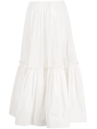 Tory Burch Flared Maxi Skirt In Weiss