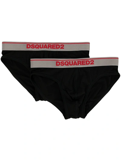 Dsquared2 Logo Waist Briefs Two-pack In Black