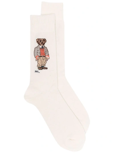 Polo Ralph Lauren Polo Bear-print Socks In Neutrals