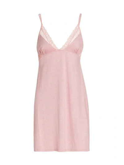 Natori Lace & Sheer Trim Chemise In Tea Rose