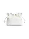 Loewe Mini Flamenco Knot Leather Clutch In Soft White