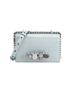 Alexander Mcqueen Mini Jeweled Satchel In Washed Indigo