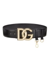 DOLCE & GABBANA WOMEN'S DG CROSSED LOGO LEATHER WAIST BELT,400014944607