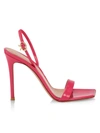 Gianvito Rossi Vernice Ribbon Patent Leather Sandals In Ruby Rose