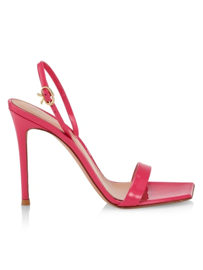 Gianvito Rossi Vernice Ribbon Patent Leather Sandals In Ruby Rose