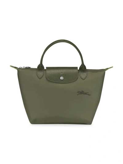 Longchamp Le Pliage Green Small Top Handle Bag In Forest