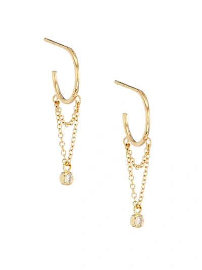 Zoë Chicco Women's Bezel 14k Yellow Gold & Diamond Drop Earrings