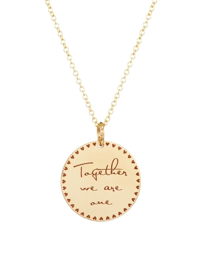 Zoë Chicco Women's Mantra 14k Yellow Gold 'together We Are One' Small Pendant Necklace