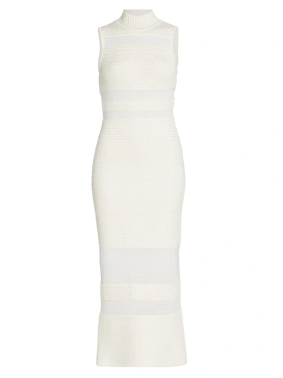 Acler Nadia Striped Midi Sweater Dress In Ivory