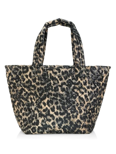 Mz Wallace Medium Metro Leopard-print Tote Deluxe In Leopard/gunmetal