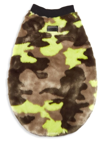 Apparis Lucky Jahaira Camo Faux Fur Dog Jacket In Khaki Camo