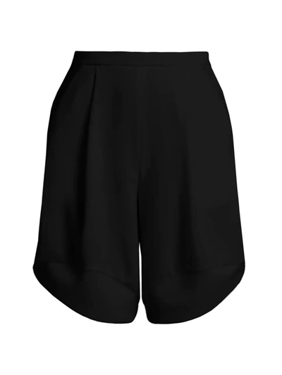 Giorgio Armani Techno Cady Draped Bermuda Shorts In Black Beauty
