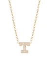 Zoë Chicco Pavé Diamond & 14k Yellow Gold Initial Pendant Necklace In Initial T