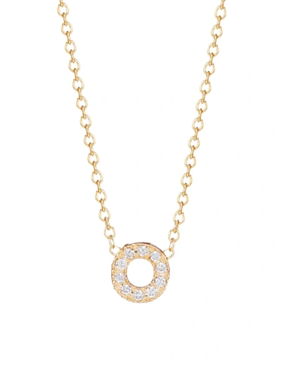 Zoë Chicco Pavé Diamond & 14k Yellow Gold Initial Pendant Necklace In Initial O