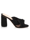 Loeffler Randall Penny Bow-embellished Plissé-lamé Mules In Black