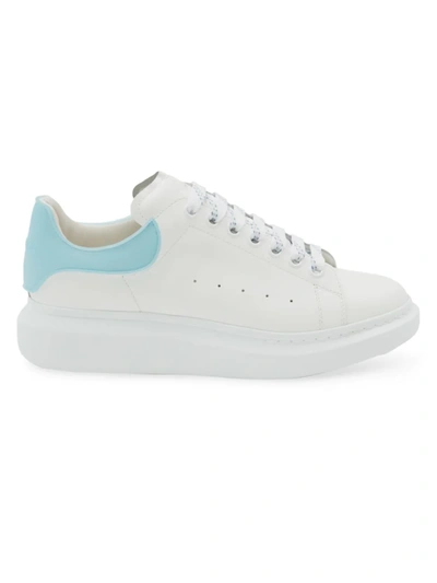 Alexander Mcqueen Oversized Leather Platform Sneakers In White Blue
