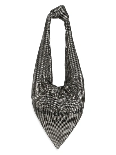 Alexander Wang Scarf Metal Mesh Shoulder Bag In Metallic Silver
