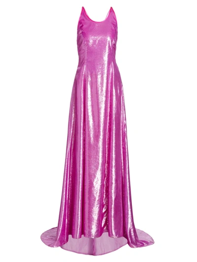 Christopher John Rogers Sleeveless Dinosaur Gown In Dinosaur Purple