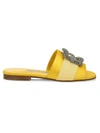 Manolo Blahnik Martamod Embellished Satin Mules In Yellow