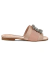 Manolo Blahnik Martamod Embellished Satin Mules In Pink