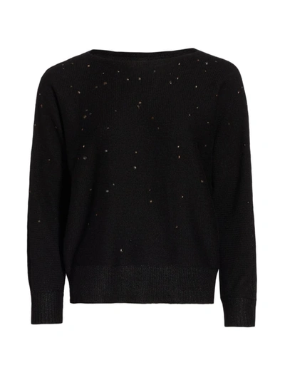 Nic + Zoe Falling Stars Embellished Sweater In Black Onyx