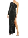 Mac Duggal Asymmetric Sequined Gown In Black