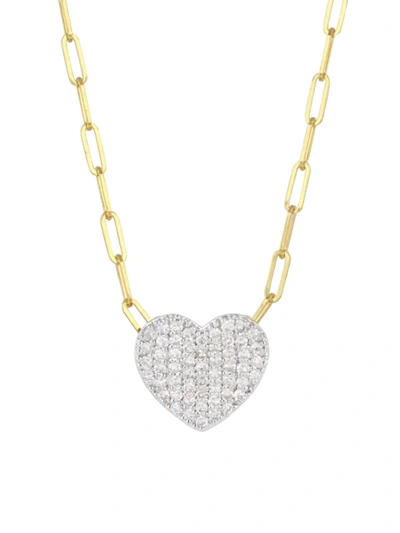 Phillips House Rhodium & 14k Gold Affair Diamond Heart Pendant Necklace, 16-18 In White/gold