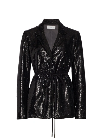 Halston Lucy Sequined Mesh Blazer In Black