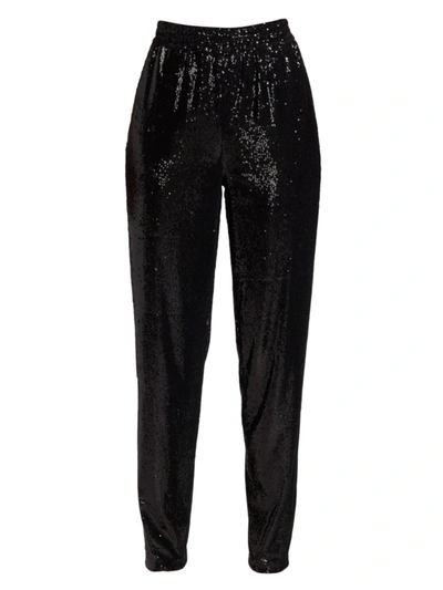 Halston Hannah Sequined Mesh Pants In Black