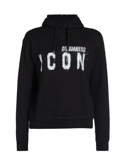 Dsquared2 Icon Spray Logo Hoodie In Black