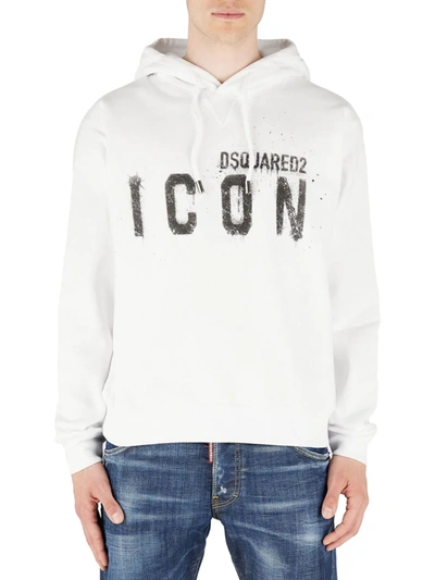 Dsquared2 Icon Spray Logo Hoodie In White