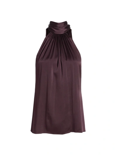 Ramy Brook Lori Tie-neck Silk Halter Top In Raisin