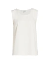 Caroline Rose Plus Size Crepe Suzette Longer Tank With Side Slits In Ivory