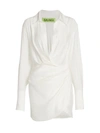 Gauge81 Naha Draped Silk Mini Shirt Dress In Ivory