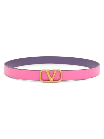 Valentino Garavani Women's Reversible Vlogo Leather Belt In Pink
