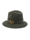Valentino Garavani V-logo Rabbit-felt Fedora Hat In Army Green
