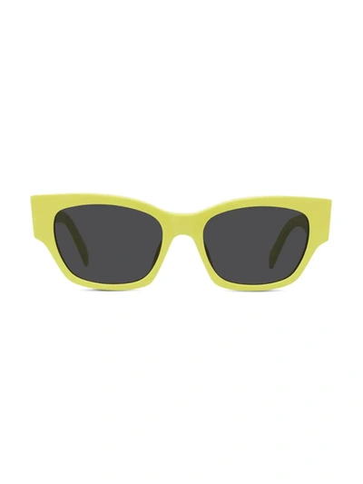 Celine 54mm Rectangular Sunglasses In Green