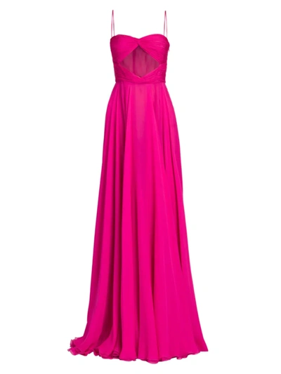 Valentino Silk Chiffon Cut Out Sleeveless Gown In Pink | ModeSens