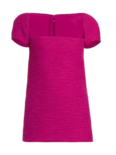 Valentino Short Sleeve Tweed Romper In Pink